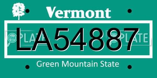 LA54887 Vermont License Plate