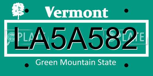 LA5A582 Vermont License Plate