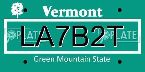 LA7B2T Vermont License Plate