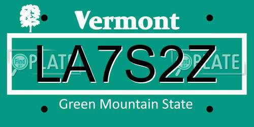 LA7S2Z Vermont License Plate