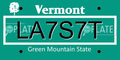 LA7S7T Vermont License Plate