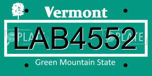 LAB4552 Vermont License Plate