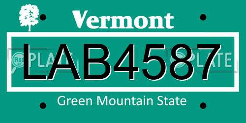 LAB4587 Vermont License Plate