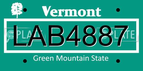 LAB4887 Vermont License Plate