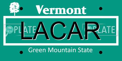 LACAR Vermont License Plate