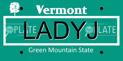 LADYJ Vermont License Plate
