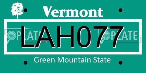 LAH077 Vermont License Plate