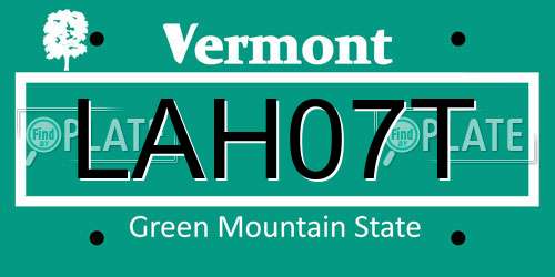 LAH07T Vermont License Plate