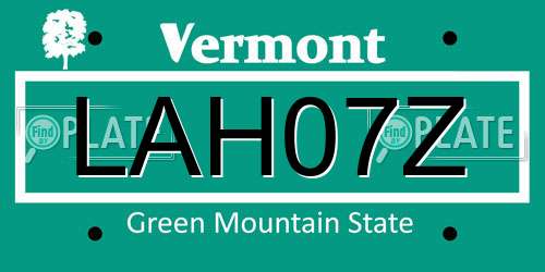 LAH07Z Vermont License Plate