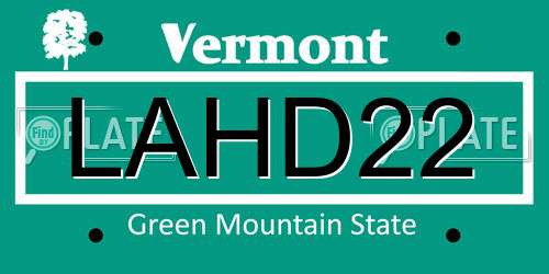 LAHD22 Vermont License Plate