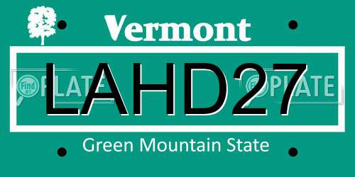 LAHD27 Vermont License Plate