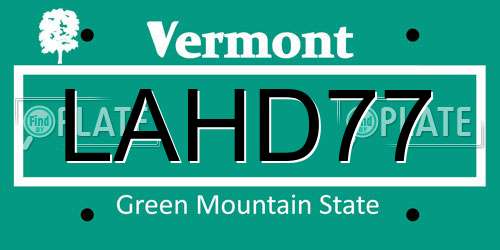 LAHD77 Vermont License Plate