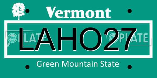 LAHO27 Vermont License Plate