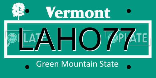 LAHO77 Vermont License Plate