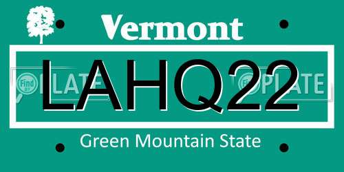 LAHQ22 Vermont License Plate