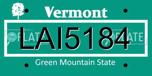LAI5184 Vermont License Plate