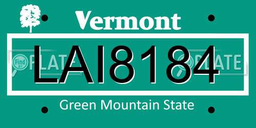 LAI8184 Vermont License Plate