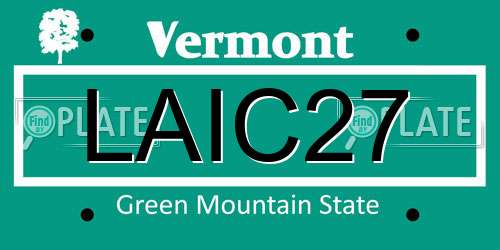 LAIC27 Vermont License Plate