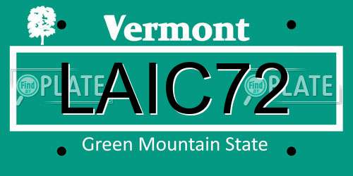 LAIC72 Vermont License Plate