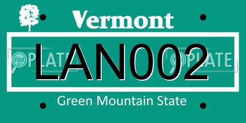 LAN002 Vermont License Plate