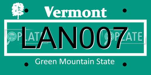 LAN007 Vermont License Plate