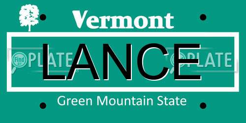 LANCE Vermont License Plate