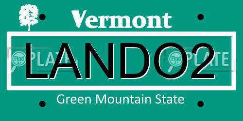 LANDO2 Vermont License Plate