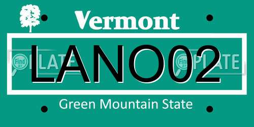 LANO02 Vermont License Plate