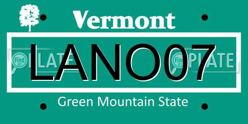 LANO07 Vermont License Plate
