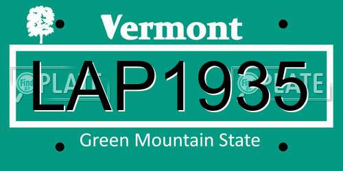 LAP1935 Vermont License Plate