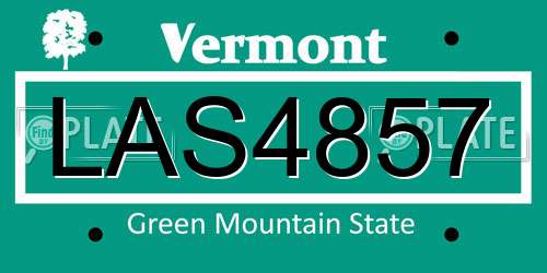 LAS4857 Vermont License Plate