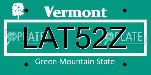 LAT52Z Vermont License Plate