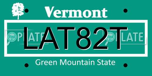 LAT82T Vermont License Plate