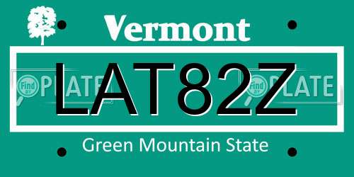 LAT82Z Vermont License Plate