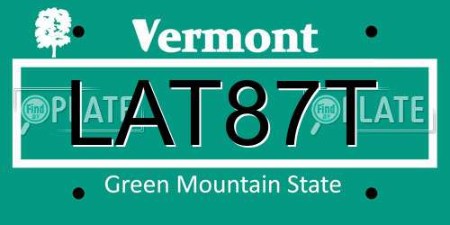 LAT87T Vermont License Plate