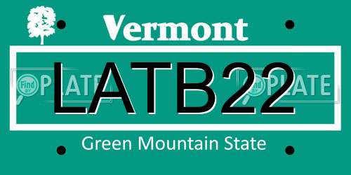 LATB22 Vermont License Plate