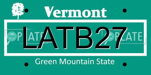 LATB27 Vermont License Plate