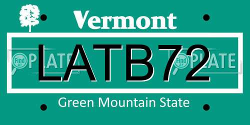 LATB72 Vermont License Plate