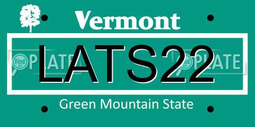 LATS22 Vermont License Plate