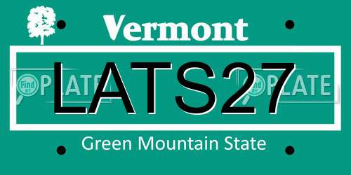 LATS27 Vermont License Plate