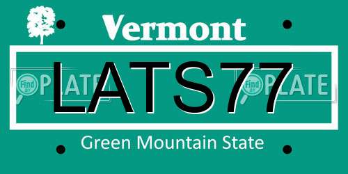 LATS77 Vermont License Plate