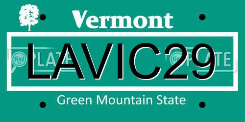 LAVIC29 Vermont License Plate