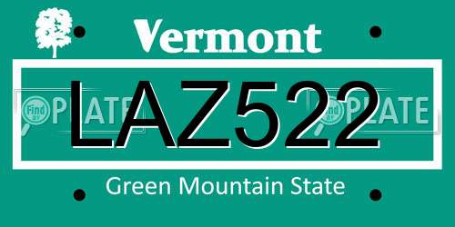 LAZ522 Vermont License Plate