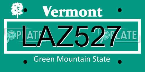LAZ527 Vermont License Plate