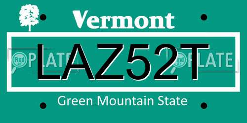 LAZ52T Vermont License Plate
