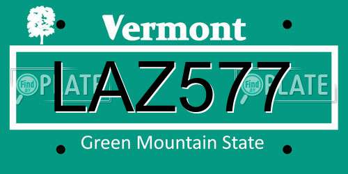 LAZ577 Vermont License Plate