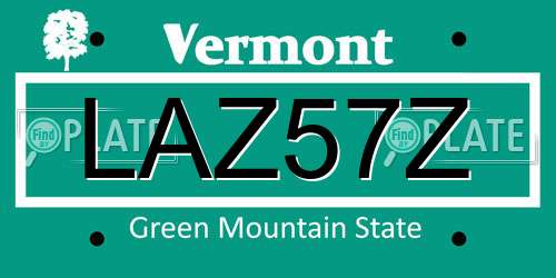 LAZ57Z Vermont License Plate