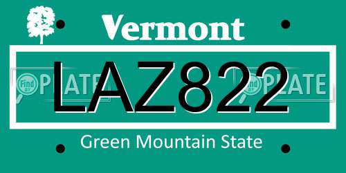 LAZ822 Vermont License Plate