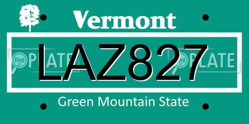 LAZ827 Vermont License Plate
