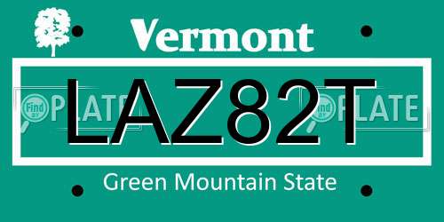 LAZ82T Vermont License Plate